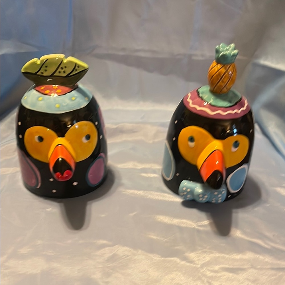 Joanne Delomba Toucan Salt and Pepper Shakers With Love Pop Art Studio Pottery